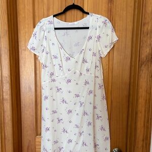 Floral White and Purple Mini Dress